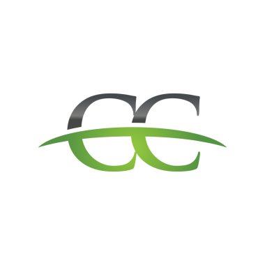 İlk mektubu Cc yeşil swoosh logo logo swoosh