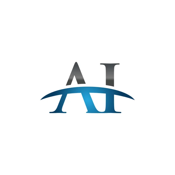 Первоначальная буква AI blue swoosh logo — стоковый вектор