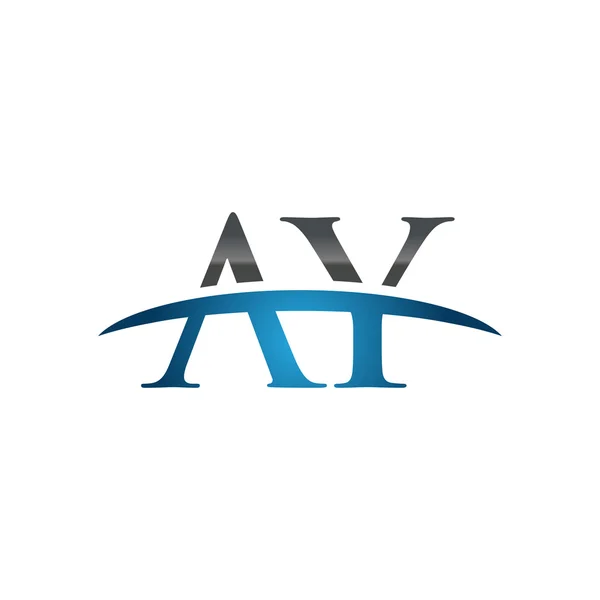 Anfangsbuchstabe ay blue swoosh logo — Stockvektor