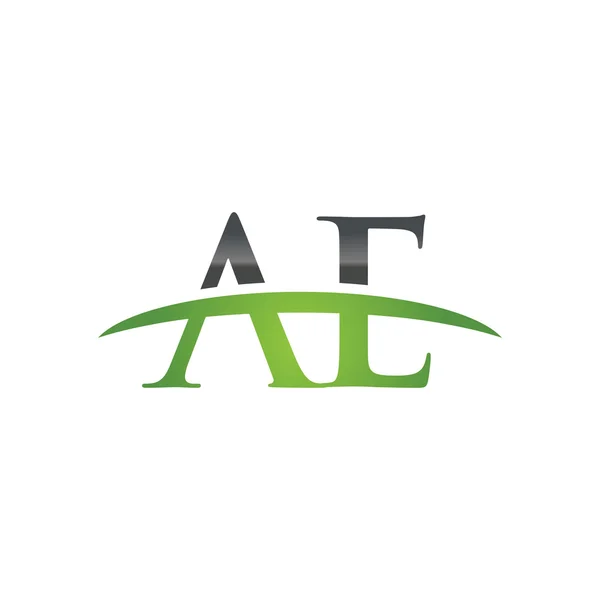 İlk harf Ae yeşil swoosh logo logo swoosh — Stok Vektör