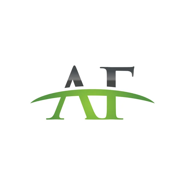 Počáteční písmeno Af zelené swoosh logo swoosh logo — Stockový vektor