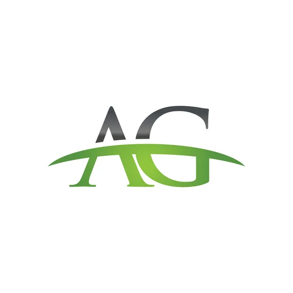 Initial letter AG green swoosh logo swoosh logo — Stock Vector