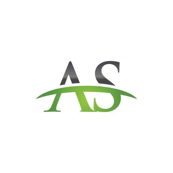Letra inicial AS green swoosh logo swoosh logo — Vector de stock
