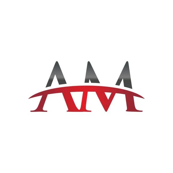 Carta inicial AM logotipo swoosh vermelho logotipo swoosh — Vetor de Stock