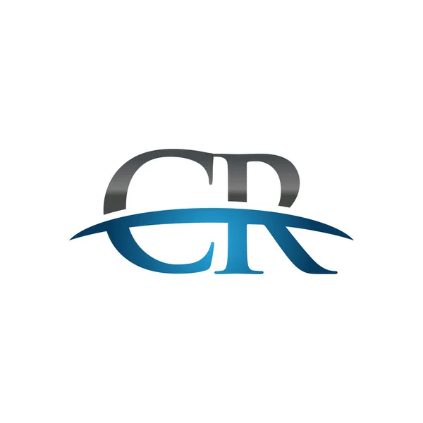 Eerste brief Cr blauw swoosh logo swoosh logo — Stockvector