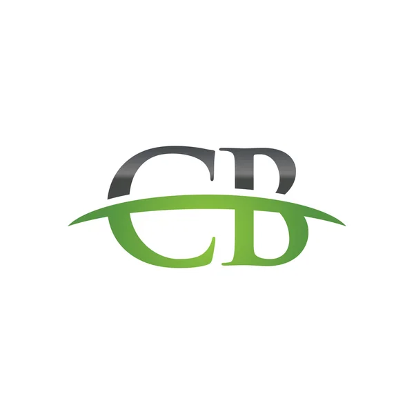 Huruf awal logo swoosh hijau CB - Stok Vektor