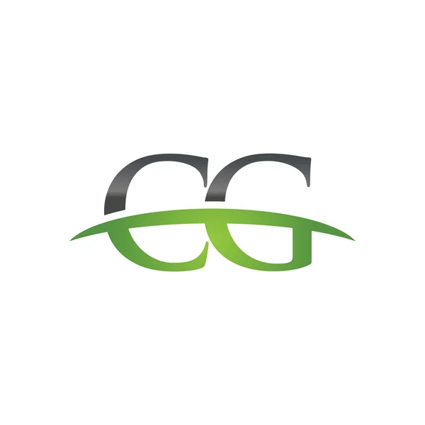Initial letter CG green swoosh logo swoosh logo — Stock Vector