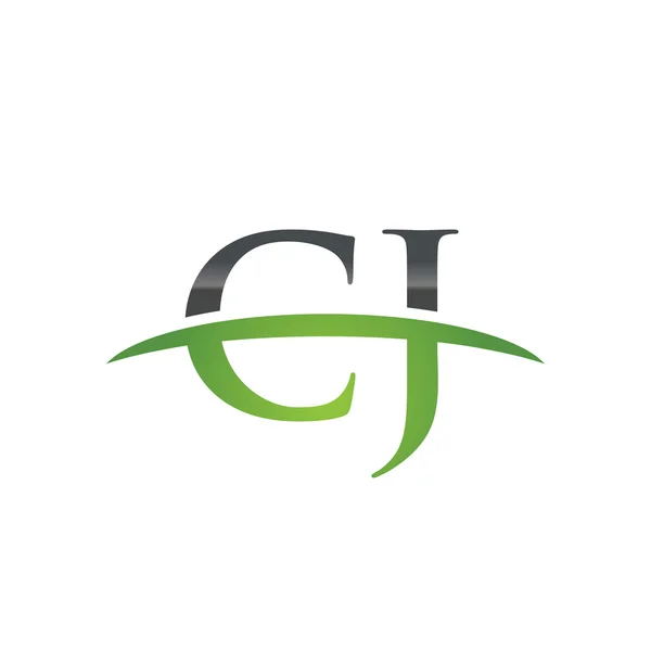 Letra inicial CJ logo swoosh verde logotipo swoosh — Archivo Imágenes Vectoriales
