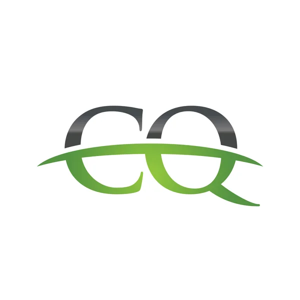 Initial letter CQ green swoosh logo swoosh logo — Stock Vector