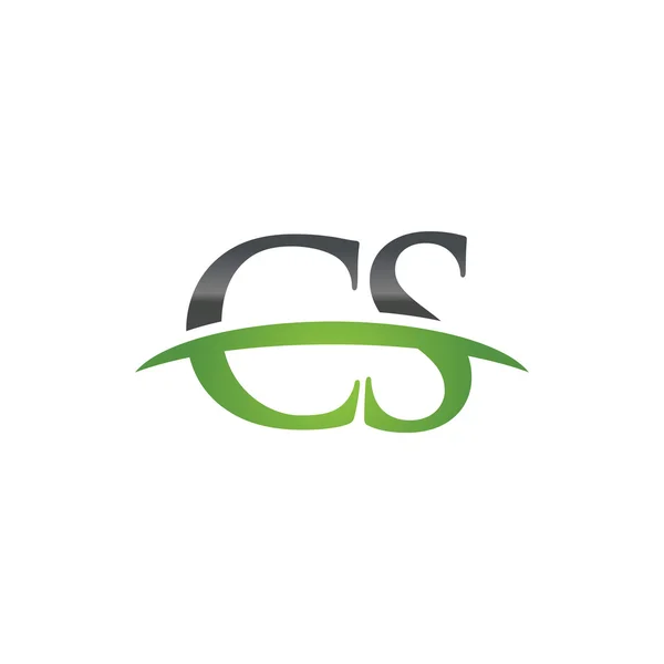Letra inicial CS verde swoosh logo swoosh logo — Vector de stock