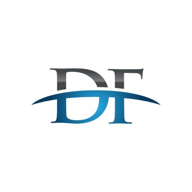 İlk harf Df mavi swoosh logo logo swoosh