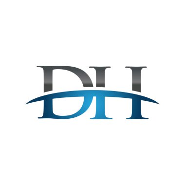 İlk harf Dh mavi swoosh logo logo swoosh