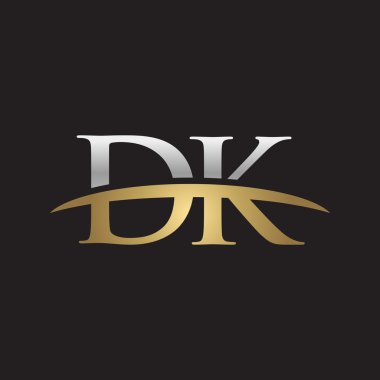 İlk harf Gümüş altın swoosh Dk logo logo siyah arka plan swoosh