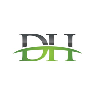 İlk harf Dh yeşil swoosh logo logo swoosh