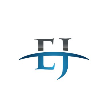 İlk harf Ej mavi swoosh logo logo swoosh