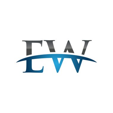 İlk harf Ew mavi swoosh logo logo swoosh