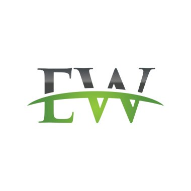 İlk harf Ew yeşil swoosh logo logo swoosh