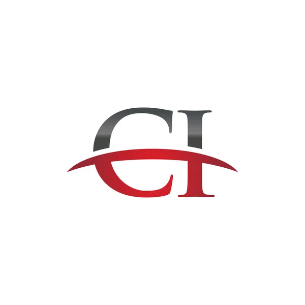 Lettre initiale CI rouge logo swoosh logo swoosh — Image vectorielle