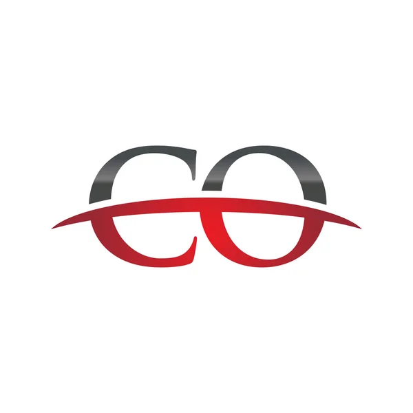 Initial letter CO red swoosh logo swoosh logo — Stock Vector