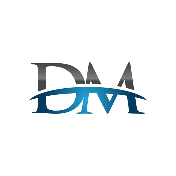 Initial letter DM blue swoosh logo swoosh logo — Stock Vector