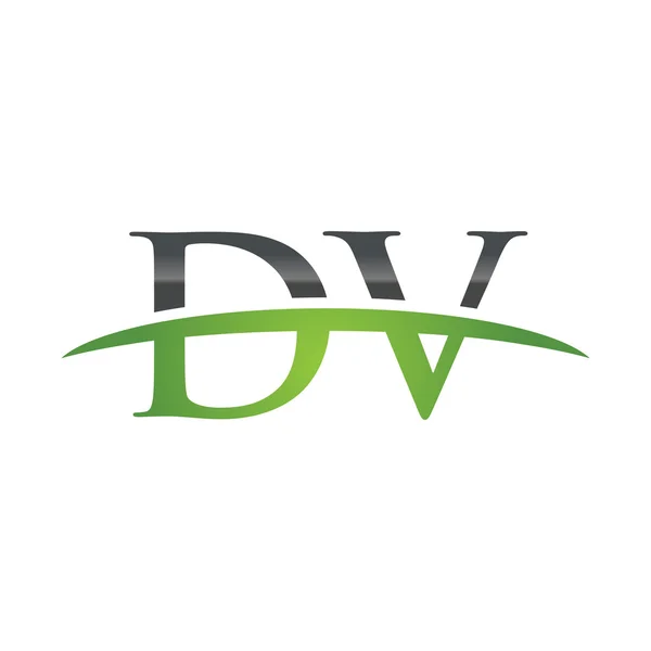 Letra inicial DV verde swoosh logo swoosh logo — Vector de stock