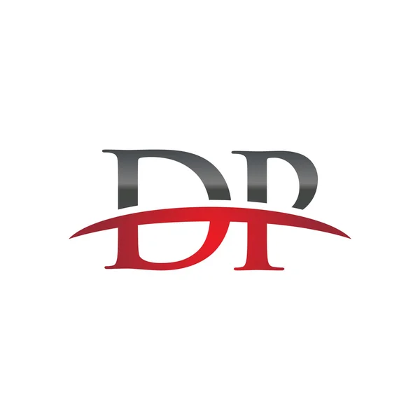 Literą Dp czerwonym logo swoosh swoosh logo — Wektor stockowy