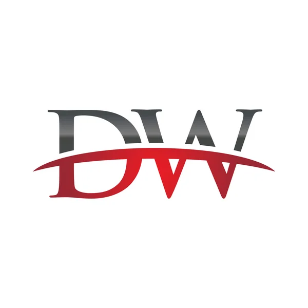 Počáteční písmeno Dw červená swoosh logo swoosh logo — Stockový vektor