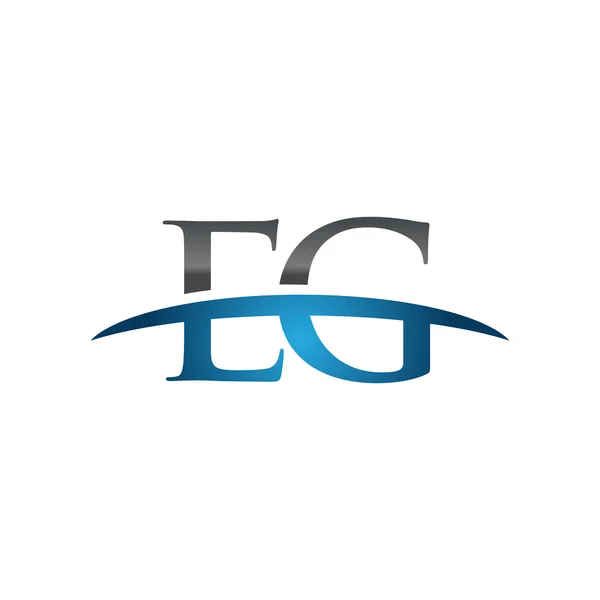 Carta inicial EG logotipo swoosh azul logotipo swoosh — Vetor de Stock