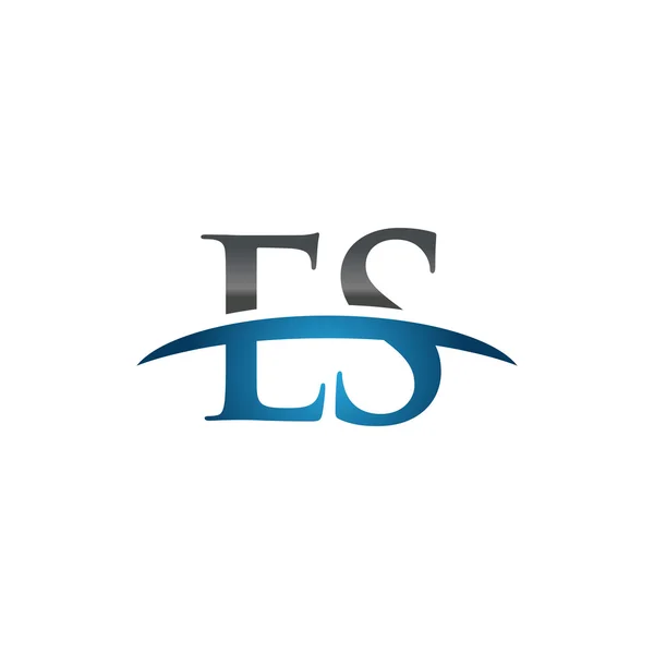 Carta inicial ES logotipo swoosh azul logotipo swoosh — Vetor de Stock