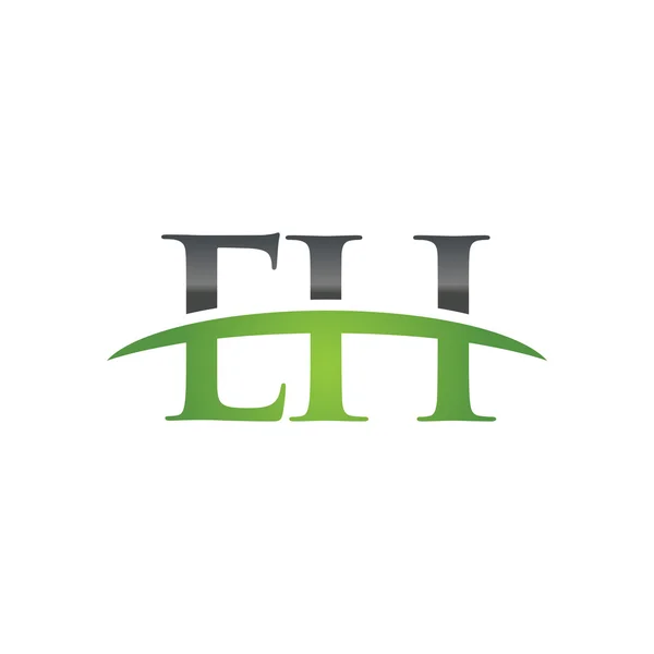 Lettre initiale EH vert logo swoosh logo swoosh — Image vectorielle