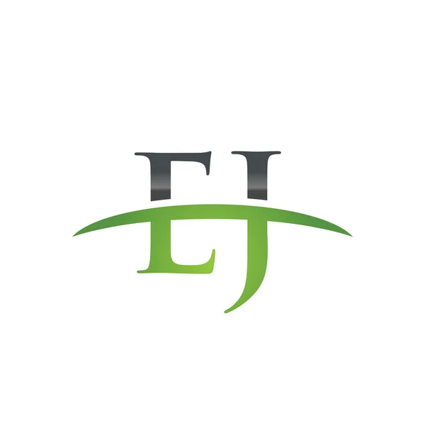 Počáteční písmeno Ej zelené swoosh logo swoosh logo — Stockový vektor