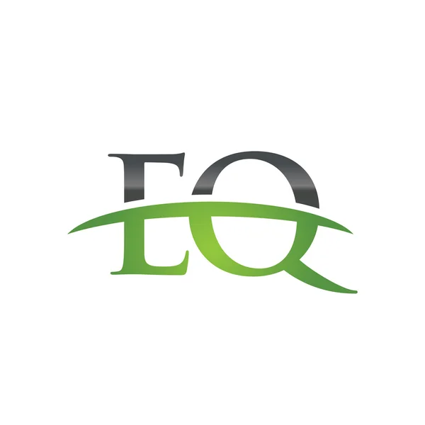 Lettera iniziale EQ logo swoosh verde logo swoosh — Vettoriale Stock