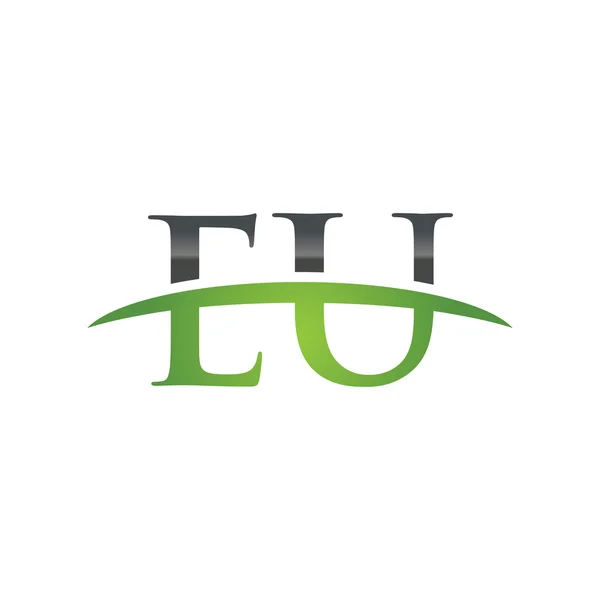 Första bokstaven Eu green swoosh logo swoosh logo — Stock vektor