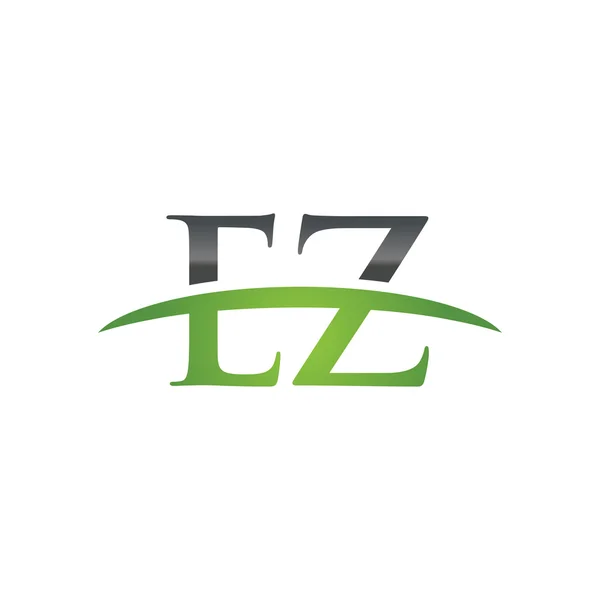 Lettera iniziale EZ logo swoosh verde logo swoosh — Vettoriale Stock