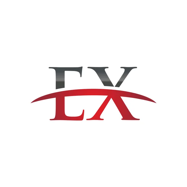 Initial letter EX red swoosh logo swoosh logo — Stock Vector