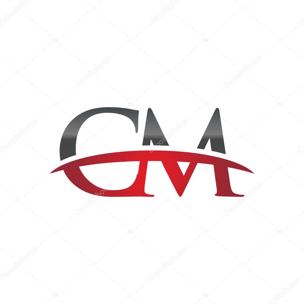 Initial letter CM red swoosh logo swoosh logo — Stock ...