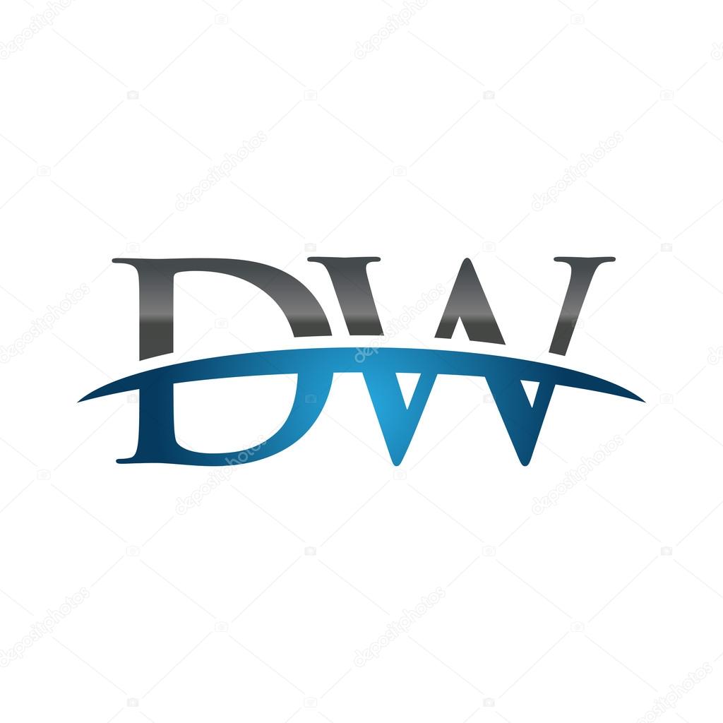 Initial letter DW with swoosh logo template