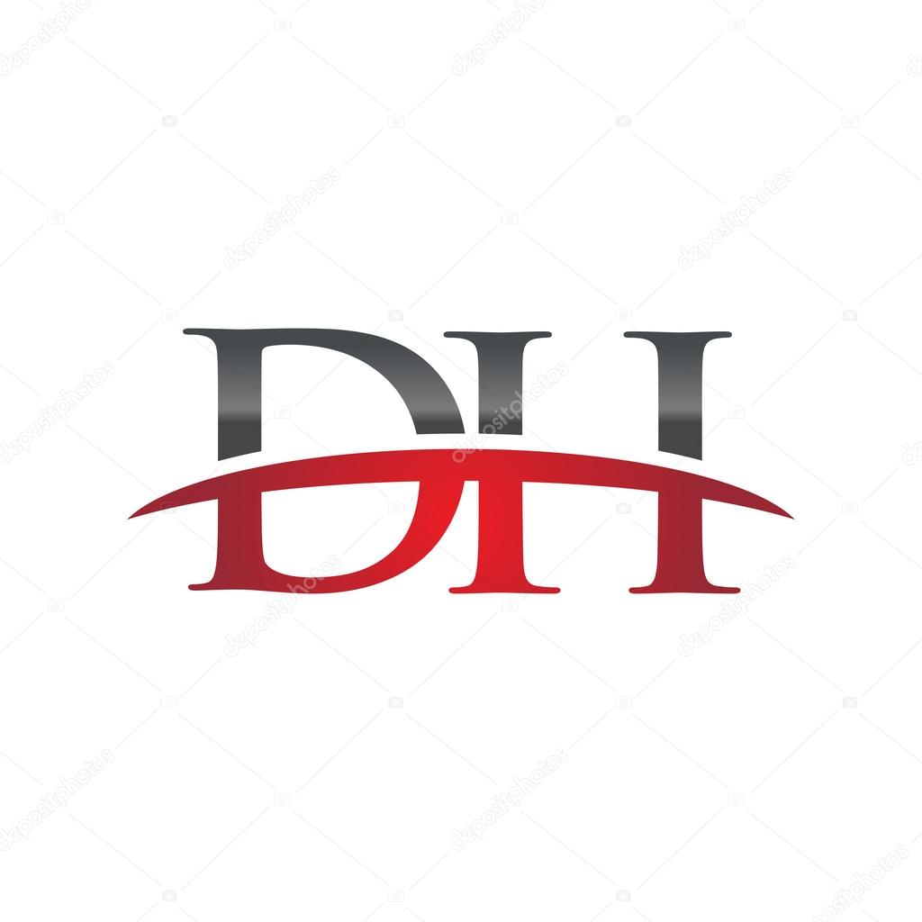 Initial letter DH with swoosh logo template