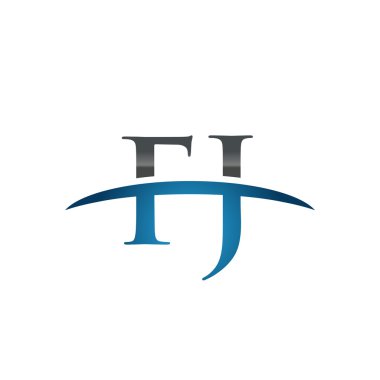 İlk harf Fj mavi swoosh logo logo swoosh