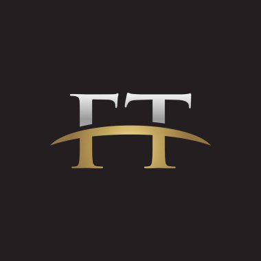 İlk harf Gümüş altın swoosh Ft logo logo siyah arka plan swoosh