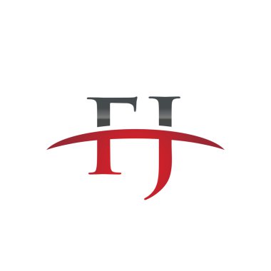 İlk harf Fj red swoosh logo logo swoosh