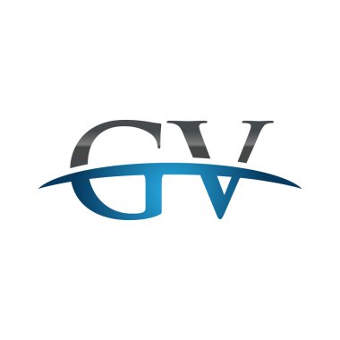 İlk harf Gv mavi swoosh logo logo swoosh