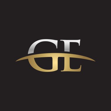 İlk harf Gümüş altın swoosh Ge logo logo siyah arka plan swoosh