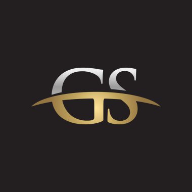 İlk harf Gs Gümüş altın swoosh logo logo siyah arka plan swoosh