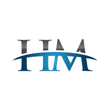 İlk harf Hm mavi swoosh logo logo swoosh