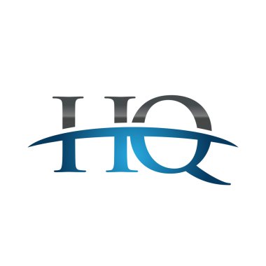 İlk harf Hq mavi swoosh logo logo swoosh