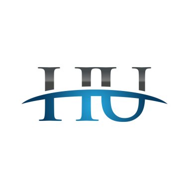 İlk harfini Hu mavi swoosh logo logo swoosh