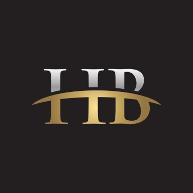 İlk harf Gümüş altın swoosh Hb logo logo siyah arka plan swoosh