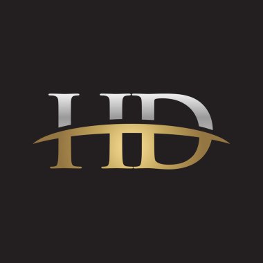 İlk harf Gümüş altın swoosh Hd logo logo siyah arka plan swoosh
