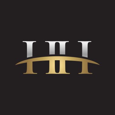 İlk harf Gümüş altın swoosh Hh logo logo siyah arka plan swoosh